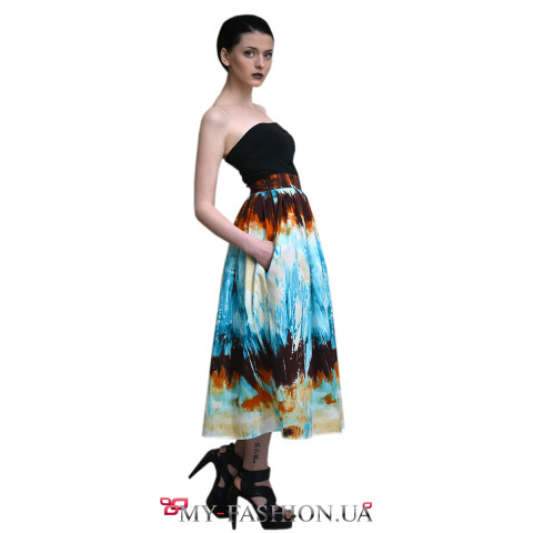 Пышная хлопковая юбка с внутренними карманами