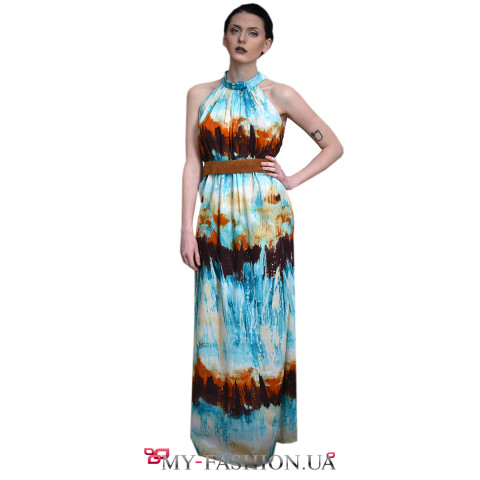 Длинное платье из яркого натурального хлопка