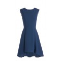 Синее платье с асимметричным низом юбки