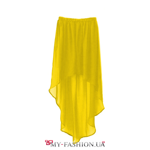 Жёлтая шифоновая юбка асимметричного кроя