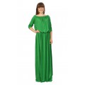 Зелёное трикотажное платье максимальной длины