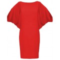 Асимметричное платье красного цвета с узкой юбкой