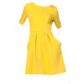Хлопковое платье жёлтого цвета с расклешённой юбкой