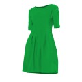 Зелёное хлопковое платье с расклешённой юбкой