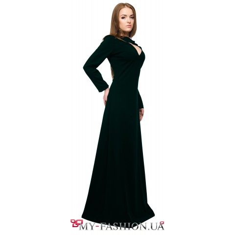Чёрное трикотажное платье А-образного силуэта