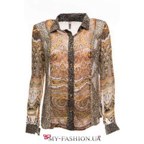 Шелковая блуза с принтом Андре Тан