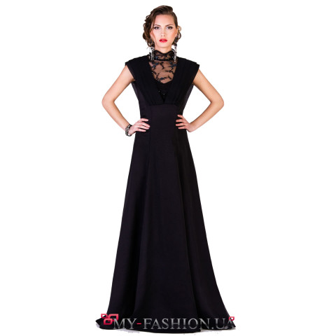 Вечернее длинное платье с декором на лифе Вечернее длинное платье с декором на лифе