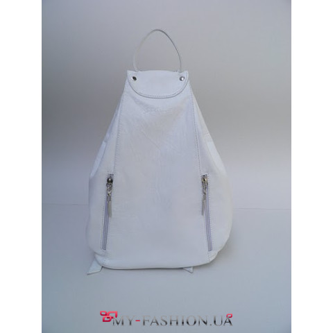 Рюкзак белый декорирован боковыми карманами