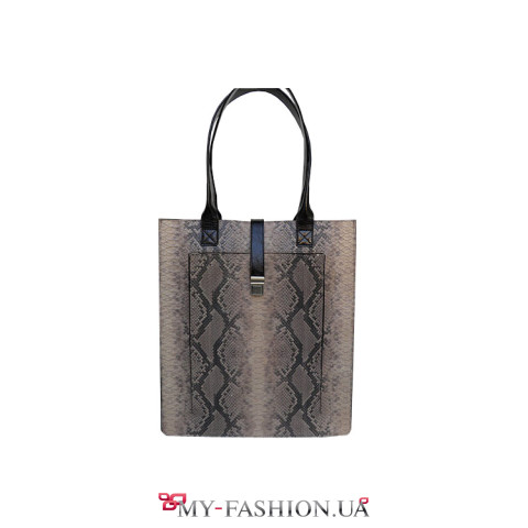 Сумка вместительная на ручках-шлейках кожаная