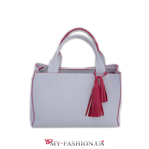 Женская сумка кожаная на молнии с двумя ручками