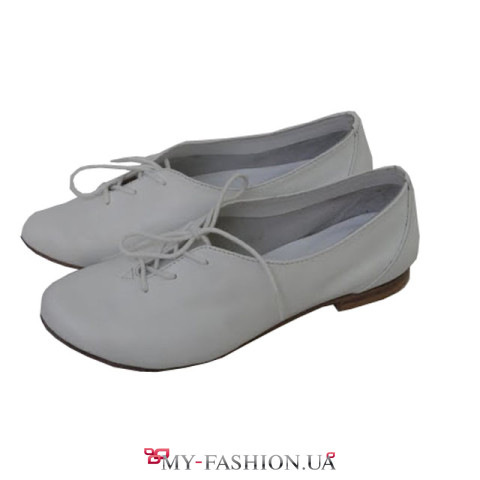 Летние белые туфли без каблука с 36 по 39 размер