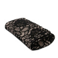 Модный кожаный клатч обтянутый кружевом высокого качества