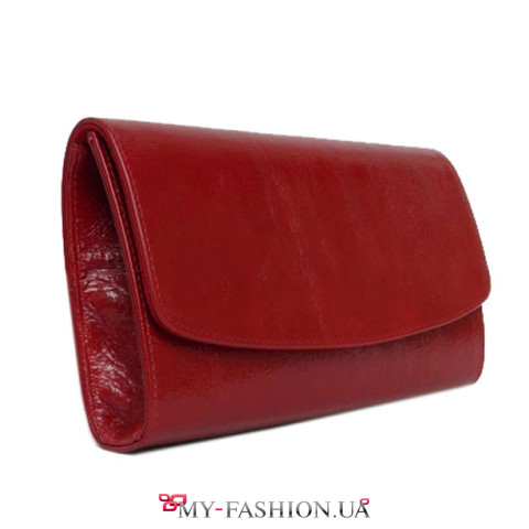 Красный кожаный клатч с клапаном