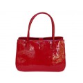 Красная лаковая женская сумка с ручками