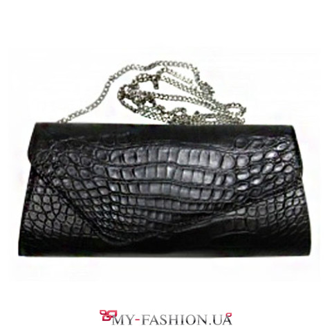 Чёрный клатч из натуральной крокодиловой кожи Чёрный клатч из натуральной крокодиловой кожи