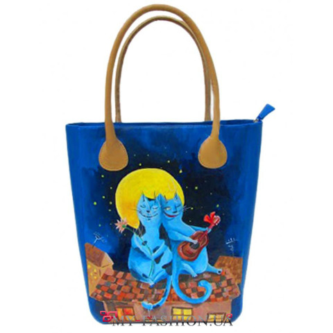 Яркая кожаная сумка с ручной росписью