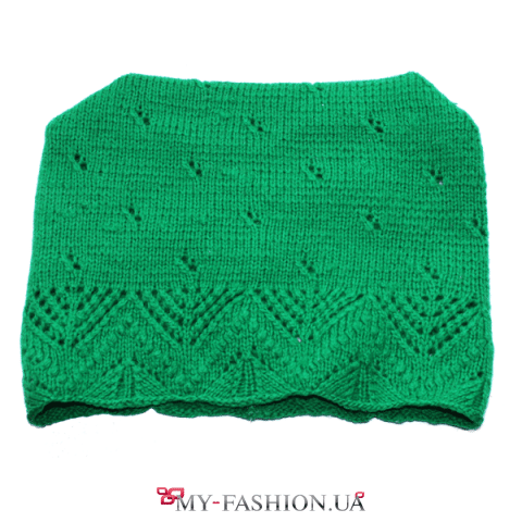 Зеленая вязаная шапка Украинская мода Gavrilina Nataliya