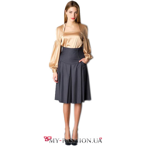 Шерстяная юбка графитового цвета