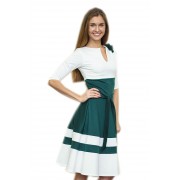 Бело-зелёное платье с широкой юбкой