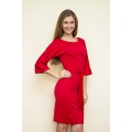 Красное приталенное платье с поясом