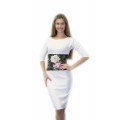 Белое платье-футляр с принтом-вышивкой