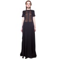Черное дизайнерское платье из шелкового атласа с воланом
