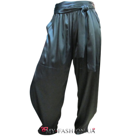 Модные шелковые шаровары с широким поясом