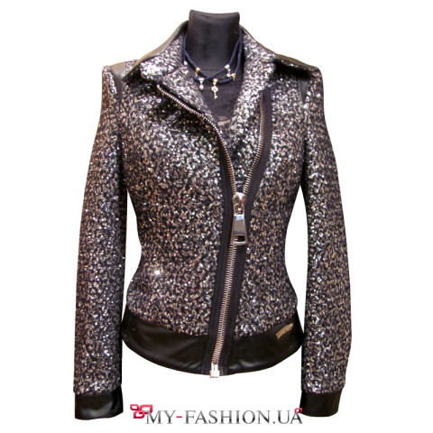 Дизайнерская женская куртка с пайетками