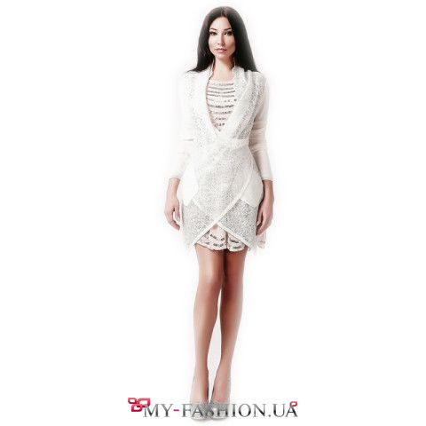 Белоснежный женский кардиган из шерсти