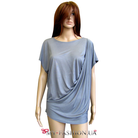 Асимметричная трикотажная серая туника