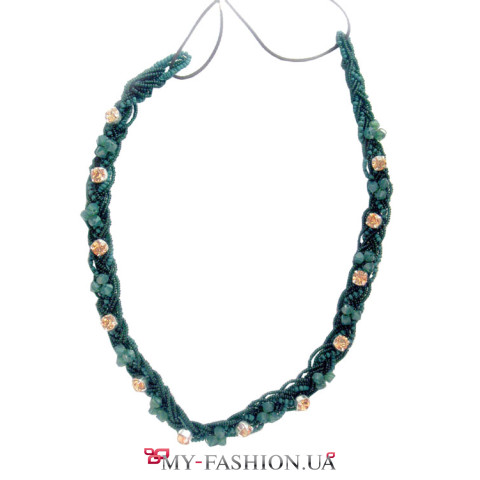 Повязка для волос "Холодный изумруд"