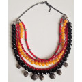 Авторское трёхцветное ожерелье в национальном стиле