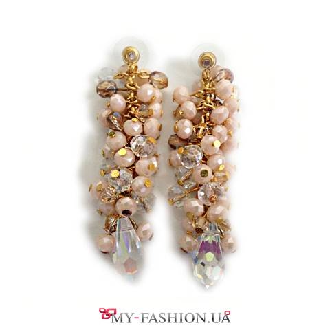 Крупные авторские серьги в бежевых тонах Крупные авторские серьги в бежевых тонах