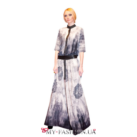 Шёлковое платье максимальной длины с принтом