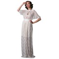 Аристократичное белое длинное платье из гипюра
