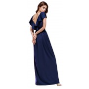 Синее вечернее платье максимальной длины