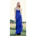 Синее шёлковое платье максимальной длины