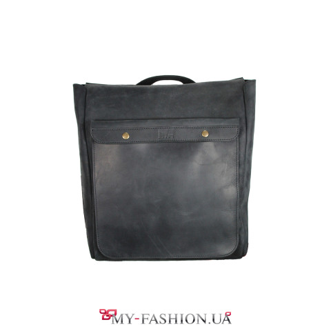 Рюкзак чёрного цвета из плотной кожи