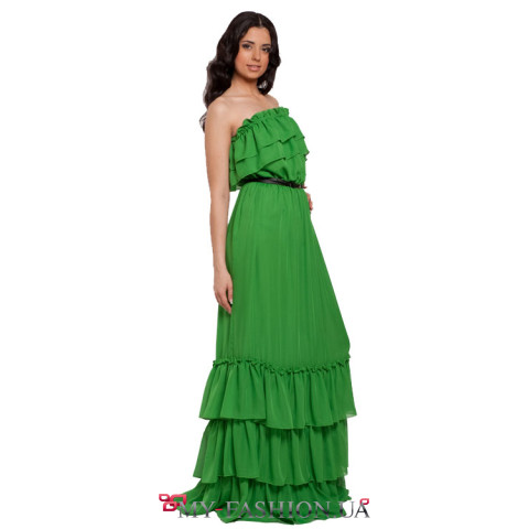 Зеленый сарафан макси 2020