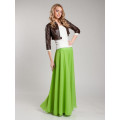 Длинная двухслойная юбка цвета лайма