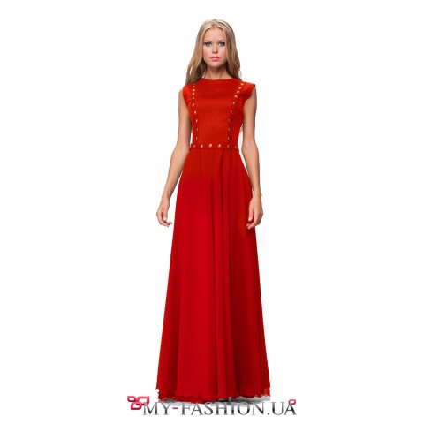 Роскошное вечернее красное платье