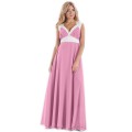 Розовое платье-сарафан с белой отделкой
