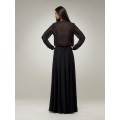 Длинное чёрное шифоновое платье с прозрачной спинкой