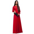 Длинное красное шифоновое платье с прозрачной спинкой