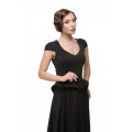 Восхитительное чёрное длинное платье с басочкой
