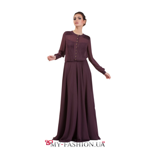 Шифоновое платье свободного кроя с защипами