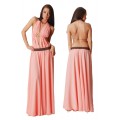 Длинное платье-сарафан персикового цвета