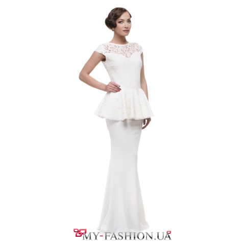 Великолепное длинное кружевное платье