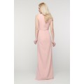 Длинное коктейльное платье нежно-розового цвета