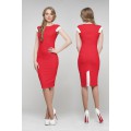 Красное деловое платье со вставками